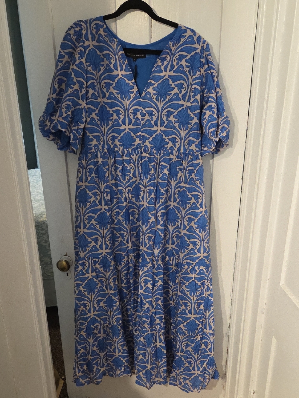English Factory Blue and White Floral Maxi Dress